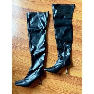 Elegant Black Heeled Over-the-Knee Boots
